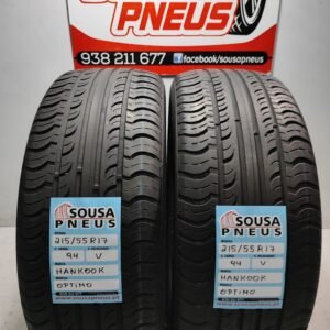 2 PNEUS SEMI NOVOS HANKOOK OPTIMO 215-55-17 94V