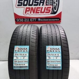 2 pneus semi novos 205-55r16 bridgestone - oferta dos portes