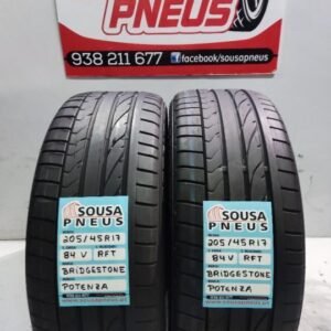 2 pneus semi novos 205-45r17 bridgestone rft - oferta dos portes