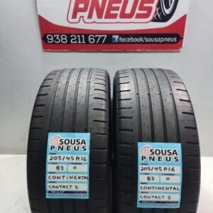 2 pneus semi novos 205-45r16 continental - oferta dos portes 85 EUROS