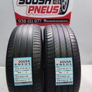 2 pneus semi novos 215-55r17 michelin - oferta dos portes 110 EUROS